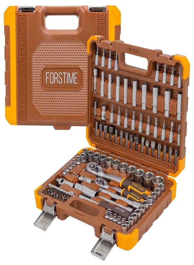 FORSTIME 108PCS Socket Set, 1/4" & 3/8" Drive CR-V Mechanics Tool Kit, Ratchet Wrench Set with Case for Car, Bike, Garage, DIY Repair & Maintenance - Image 2